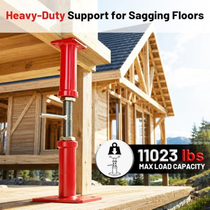 Adjustable House Jack 4 Pack, 5.3–8 Inch Floor Support Posts, Screw Jack for Leveling Floors, Crawlspace, Deck & Beam Support, Heavy Duty Steel