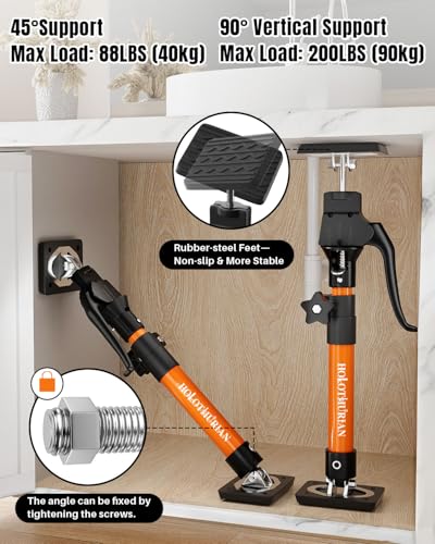 HOLOTHURIAN Cabinet Jack Support Pole, 15.8" - 23.6 inches Third Hand Tools Adjustable Support Pole, 3rd Hand Support System for Upper Cabinet Installation, 200 LB Capacity, 2-Pack - size: 15.8"-23.6" | 2PC