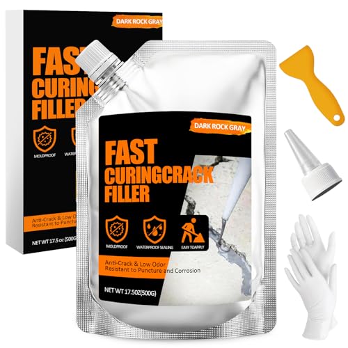 Concrete Crack Filler 1 Pack,Self-Leveling High Elasticity Cement Sealant, Quick-Drying and Waterproof Concrete Caulk for Driveway,Walkway, Patio, Joint Repair, Indoor and Outdoor Use, Gray (20oz)