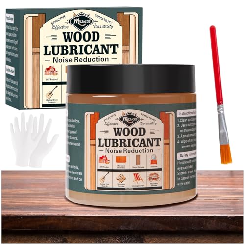 Meuvcol Wood Lubricant, 7 Oz Paste Wax for Wood, Drawer Slide Wax for Sticking Wood-to-Wood Drawers, Antique Furniture, Dressers, Cabinets, Hinges & Puzzle, Includes Brush & Gloves - Eliminate Noise