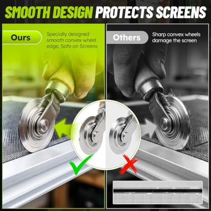 King&Charles Screen Roller Tool,3Replaceable Concave Roller for Window/Door