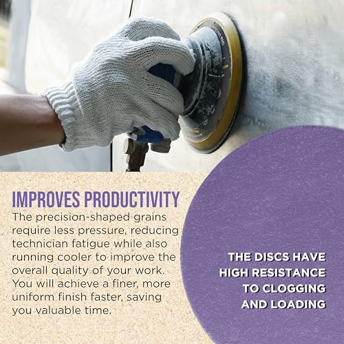 Dura-Gold Premium 180 Grit 6" Purple Film Ceramic Sanding Discs, Box of 50 - style: 180 Grit