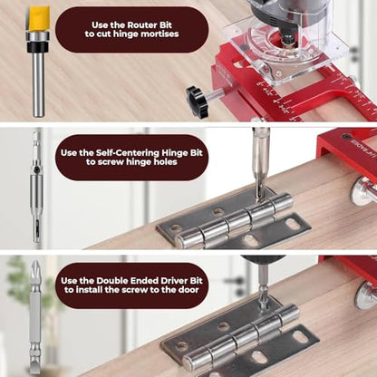 Door Hinge Jig,Aluminum Alloy Door Hinge Jig Kit for Router