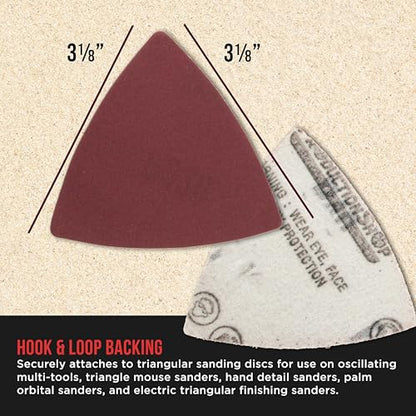 ProductionShop Premium 320 Grit Triangle Mouse Detail Sander Sandpaper Sheets, Box of 45 - Hook & Loop, Triangular Shaped Mouse Disc Pads - Oscillating Multi-Tools - Woodworking, Sand Furniture Paint - style: 320 Grit