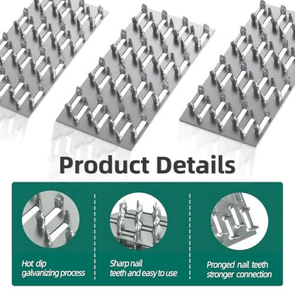 100 Pack 4"x2" Pronged Truss Plates with 8mm Nail Teeth