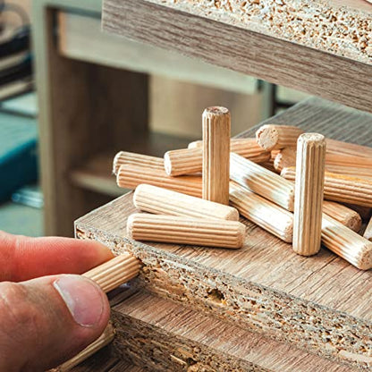 uxcell Wooden Dowel Pins 36pcs 4x20mm(5/32" x3/4") Fluted Beveled Ends Wood Dowel Pegs Kiln Dried Hardwood for Woodworking Furniture Shelf - size: 4x20mm
