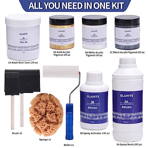 GLAINTE Epoxy Countertop Paint Kit - Black Granite Refinishing Paint - color: B2.Epoxy Granite-Black/Gold