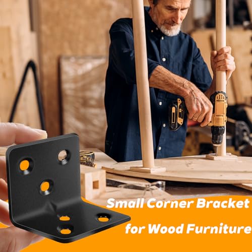 40Pcs 1.2”x1.2”Stainless Steel Black Brackets 1.5”Wide Small Angle Bracket - size: 40PCS, style: Black