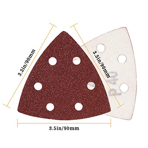 SPEEDWOX 50Pcs 40 Grit Triangle Sanding Pads, 90mm 6 Holes for Multi Tool - style: 40 Grit