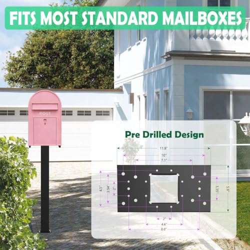 43" Heavy Duty Steel Mailbox Post with Base Plate