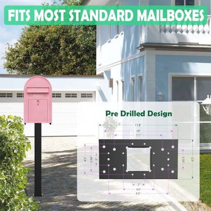 43" Heavy Duty Steel Mailbox Post with Base Plate