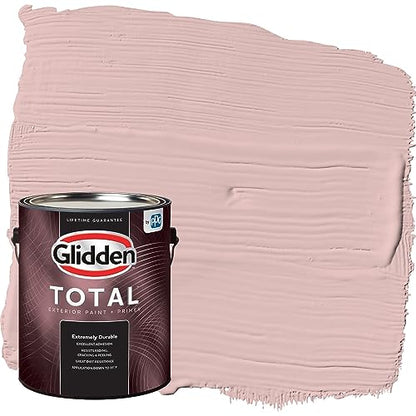 Glidden Total Exterior Paint & Primer All-in-One, Strawflower/Red, Flat, 1 Gallon - color: Strawflower, size: 128 Fl Oz (Pack of 1)