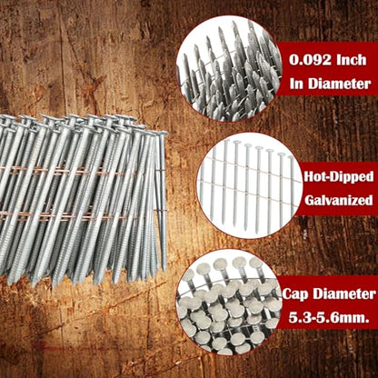 findmall 3600 Count Siding Nails 2-1/2" by .092" Hot-Dipped Galvanized - size: 2-1/2inch