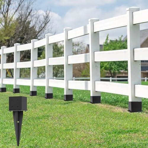 2 Pcs 22" Fence Post Anchor Ground Spike|Black Powder-Coated|6"x6" - size: 2 Pcs, style: 6"x 6"