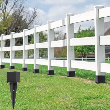 POSTYBAY1 Pcs 22" Fence Post Anchor Ground Spike|Black Powder-Coated|6"x6" - size: 1 Pcs, style: 6"x 6"
