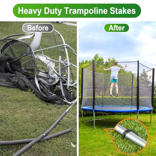 Trampoline Stakes Anchors High Wind 12''Ground Anchor Tent Stakes Heavy Duty, U Rebar Stakes Trampoline Accessories - size: 12 Pack