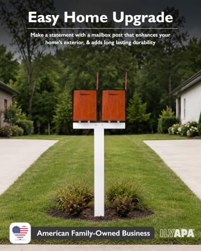 Ilyapa Double Mailbox Post for Outside - 43x4x4 inch White Metal Dual Mailboxes Post for Outside with Universal Mounting Bracket Plate for 2 Mailboxes - color: White Double