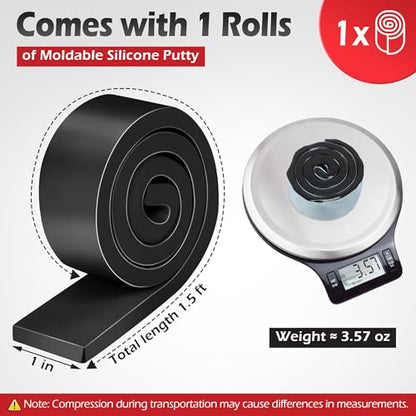 1 Pack Moldable Silicone Putty Black Solid Roll - color: Black, size: Solid Roll
