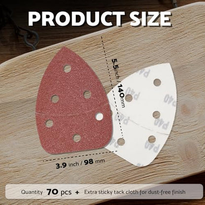 S&F STEAD & FAST Mouse Sander Sandpaper Assortment 70pcs - style: 6 holes