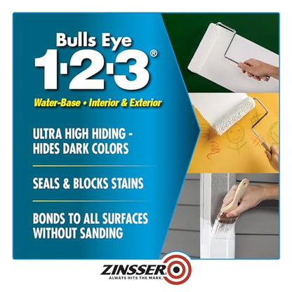 Zinsser Bulls Eye 1-2-3 Water-Base Primer & Sealer, White, Quart - color: White, size: 1 Quart