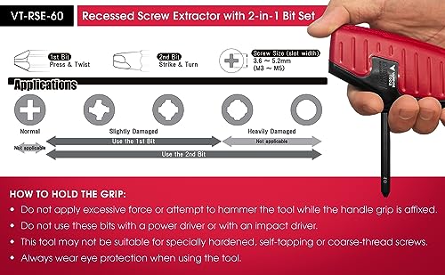 VAMPLIERS 2-PC Stripped Screw Extractor 6.25" Pliers + Recessed Extractor