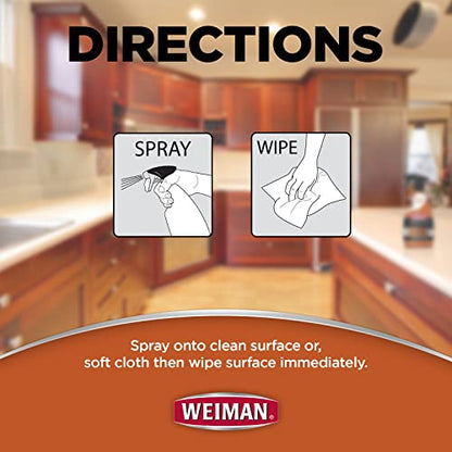 Weiman Cabinet and Wood Cleaner, Shine, Clean and Protect Spray - For Wood Cabinets, Furniture, Tables, Baseboards, Trim and more, 16 oz, 4 PACK with MicroFiber Towel - size: 16 fl oz (Pack of 4)