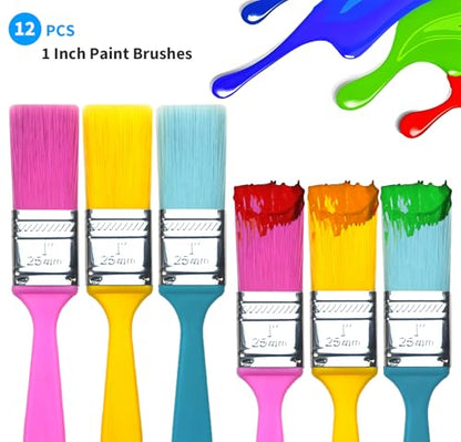 Great Andrew 12 PCS Small Paint Brushes 1 Inch Painting Acrylic - size: 1 Inch