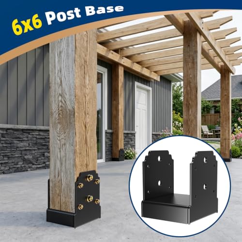 4 Pack 6X6 Post Base for Concrete, Heavy-Duty Post Anchor Bracket Kit - size: 6x6 post base (4 PCS)