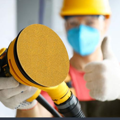 6-Inch No-Hole Hook and Loop Gold Sanding Discs 60-Grit, 100 Pack - size: 60 Grit