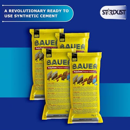 Bauer Instant Polymer Cement 12-Pack - Ready-to-Use Alternative to Mortar & Adhesives - Versatile for Concrete & Stone Tile Crack Repair & Brick Repair, Convenient & Durable - size: 2 kg (Pack of 12)