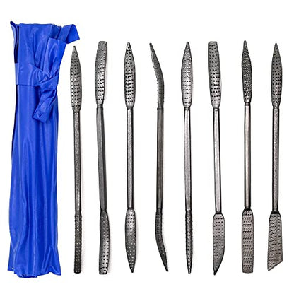 CLAHJQX 8pcs Wood Files and Rasps, Wood Carving Kit, Double Ended Riffler Rasp Set, Special Shaped File Set for Woodworking