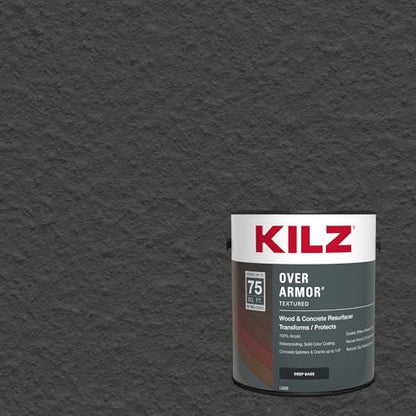 KILZ Over Armor Textured Solid Coating Resurfacer, Black Olive, 1 Gallon - color: Black Olive, style: Textured