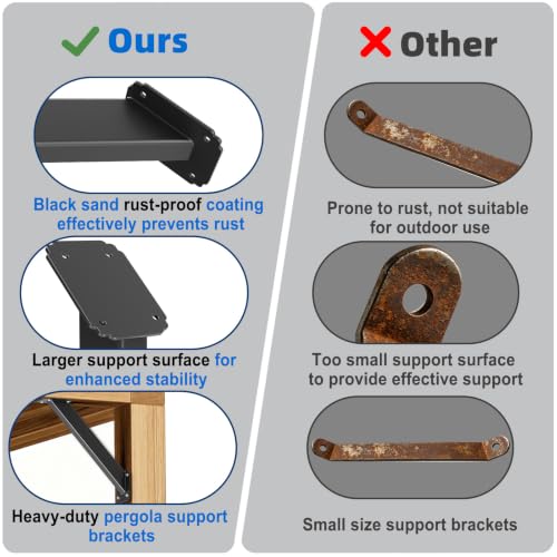 45 Degree Angle Support Bracket, Pergola Bracket for 4x4 Wood Beams - size: 8Pack
