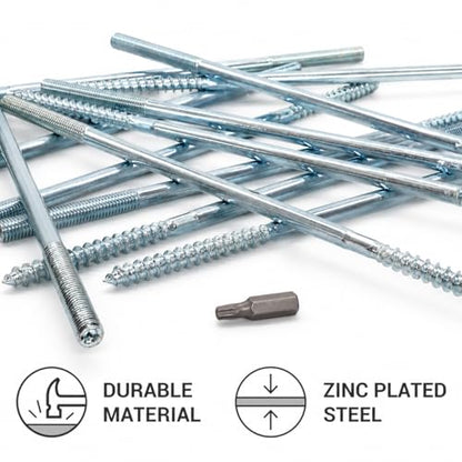 (Pack of 10) Hanger Bolts 5/16" x 9-27/32" (M8 x 250 mm), Double Ended Threaded Screws - size: 5/16" x 9-27/32" (M8 x 250 mm)