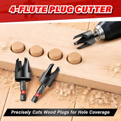 DIYSELF 15 PCS Countersink Drill Bit Set, M2 HSS Bits for Wood