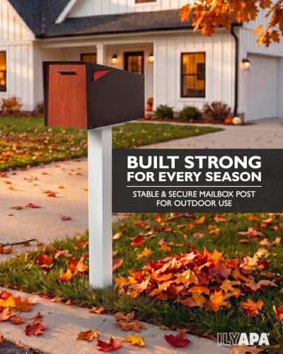 Ilyapa Mailbox Post Kit for Outside - 43x4x4 Metal Post Sleeve - White - color: White Single