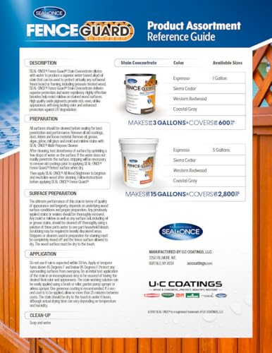 SEAL-ONCE Fence Guard Water-Repellent Wood Stain, Espresso, 1 Gallon - color: Espresso, size: 1 Gallon