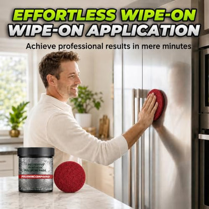 All-in-One Surface Restoration Polish with Pad, 2026 New Multi-Surface Polishing & Scratch Remover Compound for Leather Wood Marble Countertop Refrigerators & Cookware Ovens Sinks, 100g