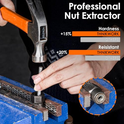 35 Pcs Bolt Extractor Kit, 1/4" & 3/8" Drive Impact Bolt & Nut Remover Set - size: 35-Piece