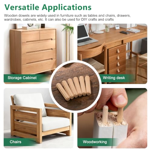 150Pcs Wood Dowels Kit 5/16 x 1-1/2 inch, Wooden Dowel Pins, Fluted Wood Dowels Rods for Crafts, Furniture, DIY Manual - size: 5/16" x 1-1/2"-150pcs