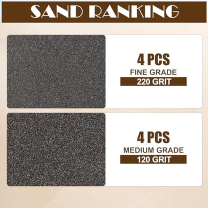 8pcs Sanding Blocks Assortment Kit, Sponge Sand Block Washable and Reusable, Wet & Dry Sandpaper Block for Wood Metal Drywall and Furniture Paint - 120/220 Grit - size: 120/220 Grits