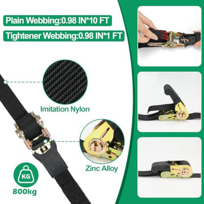 Trampoline Anchors, 4 Pack 18" RV Awning Tie Down Kit with 4 Ratchet Straps - size: 4PCS