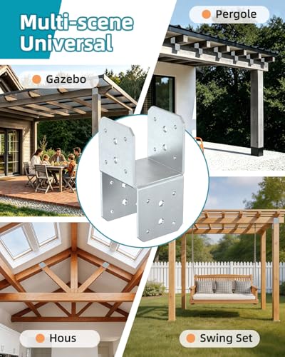 4x4 Post Bracket Kit for Wood Posts, Pergola, Decks, Porches, Beams - color: Hot-Dip Galvanized
