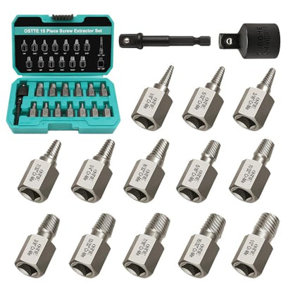 15Pcs Bolt Extractor Kit, 3/8" Multi-Spline Drive