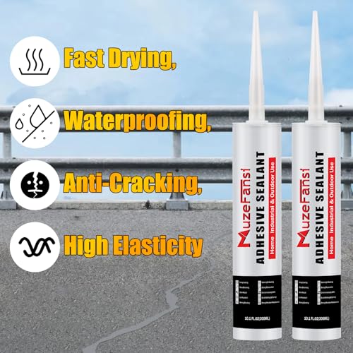 Gray Concrete Crack Filler, Self-Leveling Waterproof Sealant, Fast-Curing Flexible Cement Crack Repair, Concrete Patch (10.1 fl oz, 2 Pack)