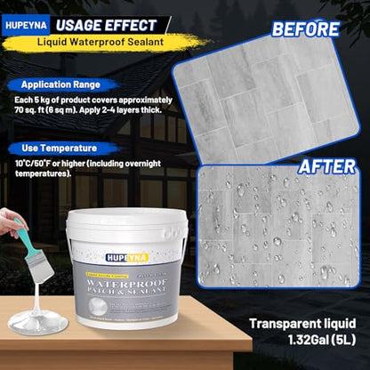 Hupeyna Invisible Waterproof Agent, Liquid Waterproof Sealant 1.32 Gal