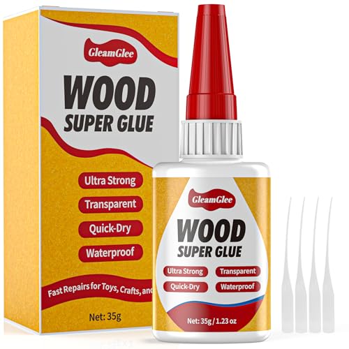 Super Glue for Wood 1.23oz, Strong Waterproof Clear Fast-Drying Adhesive