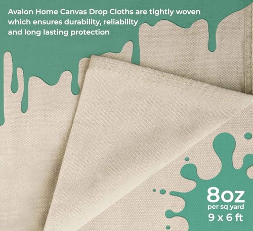 Canvas Drop Cloth for Painting 9x6 feet Pack of 4-8oz Painters Drop Cloths for Painting - All Purpose Canvas Tarps for Floor & Furniture Protection - Recycled Cotton Fabric - size: 9x6 Ft - 2 pc (Pack of 2)
