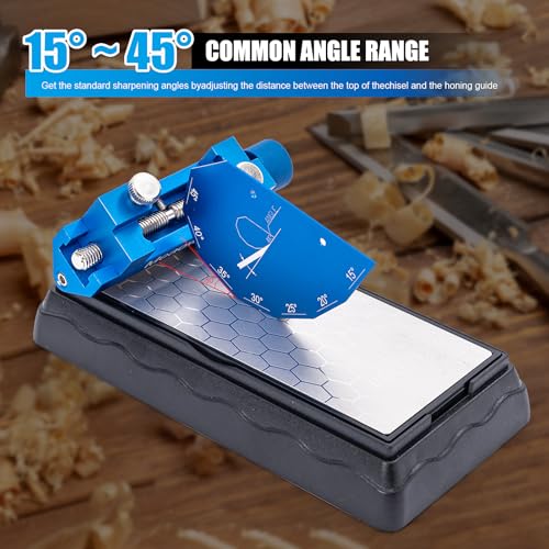 Chisel Sharpening Kit with Sharpening Stones – Wood Chisel Sharpener Honing Guide Set for Chisel Sharpening, Planer Blade Sharpener – Complete Wood Chisel Sharpening Kit with Whetstone - color: Blue Honing Guide and Stone