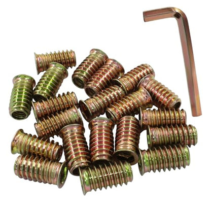 30 Pcs 5/16"-18 x 25mm Threaded Inserts for Wood - size: 5/16"-18 x 25mm